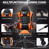 Ergonomic Gaming Chair with Footrest, PU Leather Video Game Chairs for Adults, Reclining Gamer Chair Office Chair with Lumbar Support, Comfortable Com