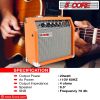 5 Core Guitar Amplifier Mini Bass Electric Guitar Amp 20W Portable Acoustic Guitar Amp w Aux Input Volume Bass Treble Control Orange GA 20 ORG