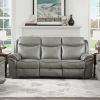 Gray 1pc Double Reclining Sofa w/ Drop Down Cup Holders, Power Outlets USB Ports Hidden Drawer Faux Leather Upholstery Comfortable Sofa Living Room Fu