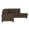 Modern Living Room 2-Piece Sectional Reversible Sofa Chaise Tufted Detail Brown Microfiber Upholstered Drop-Down Cup-holder Solid Wood Frame Furniture