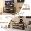 3-Tier Industrial Entertainment TV Stand with Metal Mesh Shelf