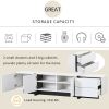 [VIDEO provided] ON-TREND White & Black Contemporary Rectangle Design TV Stand, Unique Style TV Console Table for TVs Up to 80'', Modern TV Cabinet wi