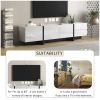 [VIDEO provided] ON-TREND White & Black Contemporary Rectangle Design TV Stand, Unique Style TV Console Table for TVs Up to 80'', Modern TV Cabinet wi