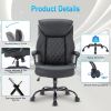 Computer Chair-Office Chair-Executive Office Chair with Fixed Armrests-Ergonomic Office Desk Chair High Back-Computer Chair with Wheels-Leather Office