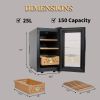 25L Cigar Humidors with Cooling and Heating Function , 150Counts Capacity Cigar Humidor Humidifiers with Constant Temperature Controller, Father's Day