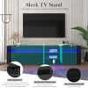 Modern Design TV Stands for TVs up to 80'', LED Light Entertainment Center, Media Console with Multi-Functional Storage, TV cabinet for Living room,Be