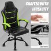 Video Gaming Computer Chair, Office Chair Desk Chair with Arms, Adjustable Height Swivel PU Leather Executive with Wheels for Adults Women Men, Green