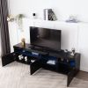 Modern Design TV Stands for TVs up to 80'', LED Light Entertainment Center, Media Console with Multi-Functional Storage, TV cabinet for Living room,Be