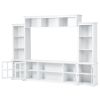 [VIDEO provided] ON-TREND Minimalism Entertainment Wall Unit with Bridge, Modern TV Console Table for TVs Up to 70", Multifunctional TV Stand with Tem