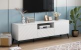 Modern TV Stand for 70 inch TV, Entertainment Center with Adjustable Shelves, 1 Drawer and Open Shelf, TV Console Table, Media Console, Metal Feet, fo