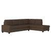 Modern Living Room 2-Piece Sectional Reversible Sofa Chaise Tufted Detail Brown Microfiber Upholstered Drop-Down Cup-holder Solid Wood Frame Furniture