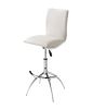 Modern Barstool Texture Leatherette/Chrome Adjustable Height In Soft White Color