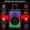 Portable Wireless Party Speaker Party Speaker with with 5 Colorful Lighting Modes TWS FM USB MMC Slot Aux In Recording Mic Priority Trolley Handle 2 W