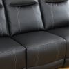 81 inch modern faux leather 3 seater sofa couch with 2 cup holders and two recliner chaise,recliner sofa with padded armrest for living room,dorm Blac