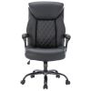 Computer Chair-Office Chair-Executive Office Chair with Fixed Armrests-Ergonomic Office Desk Chair High Back-Computer Chair with Wheels-Leather Office