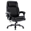 Executive Office Chair - 500lbs Heavy Duty Office Chair, Wide Seat Bonded Leather Office Chair with 30-Degree Back Tilt & Lumbar Support (Black)