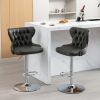 Swivel PU Barstools Adjusatble Seat Height from 25-33 Inch, Modern Upholstered Chrome base Bar Stools with Backs Comfortable Tufted for Home Pub and K