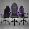 Video Gaming Computer Chair, Office Chair Desk Chair with Arms, Adjustable Height Swivel PU Leather Executive with Wheels for Adults Women Men, Purple