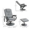 Gray massage chair with footstool, vibration massage recliner with remote control,Office chair, living room chair