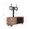 Rustic Brown TV Console with push-to-open Storage Cabinet for TV up to 65in Wood &amp;glass TV Stand for Living Room Bedroom