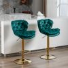 A&A Furniture,Swivel Bar Stools Set of 2, Velvet Counter Height Adjustable Barstools, Dining Bar Chairs Upholstered Modern Bar Stool for Kitchen Islan