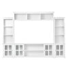 [VIDEO provided] ON-TREND Minimalism Entertainment Wall Unit with Bridge, Modern TV Console Table for TVs Up to 70", Multifunctional TV Stand with Tem