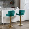 A&A Furniture,Swivel Bar Stools Set of 2, Velvet Counter Height Adjustable Barstools, Dining Bar Chairs Upholstered Modern Bar Stool for Kitchen Islan