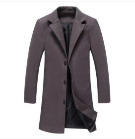 Autumn And Winter New Mens Solid Color Casual Business Woolen Coats (Option: Dark grey-2XL)