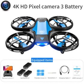 V8 New Mini Drone 4K 1080P HD Camera WiFi Fpv Air Pressure Height Maintain Foldable Quadcopter RC Dron Toy Gift (Color: 4K HD camera 3B)