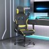 Massage Gaming Chair with Footrest Black and Light Green Fabric