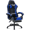 Game Chair, Adult Electronic Gaming Chair, Ergonomically Designed, PU Leather, Lounge Chair with Footstool and Waist Support, Office Chair, Blue