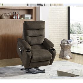 Liyasi Electric Power Lift Recliner Chair Sofa with Massage and Heat for Elderly, 3 Positions, 2 Side Pockets and Cup Holders, USB Ports, High-end qua (Color: as Pic)