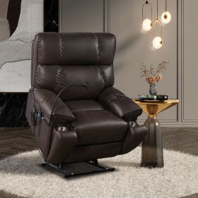 Recliner Chair with Phone Holder,Electric Power Lift Recliner Chair with 2 Motors Massage and Heat for Elderly, 3 Positions, 2 Side Pockets, Cup Holde (Color: as Pic)