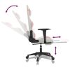 Massage Gaming Chair with Footrest White&Pink Faux Leather