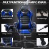 Game Chair, Adult Electronic Gaming Chair, Ergonomically Designed, PU Leather, Lounge Chair with Footstool and Waist Support, Office Chair, Blue