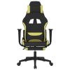 Gaming Chair with Footrest Black and Light Green Fabric