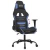 Gaming Chair with Footrest Black and Blue Fabric