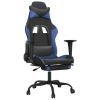 Massage Gaming Chair with Footrest Black&Blue Faux Leather