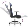 Massage Gaming Chair with Footrest Black and Blue Fabric