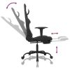 Massage Gaming Chair with Footrest Black and White Fabric