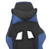 Massage Gaming Chair with Footrest Black&Blue Faux Leather