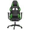 Massage Gaming Chair with Footrest Black&Green Faux Leather