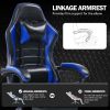 Game Chair, Adult Electronic Gaming Chair, Ergonomically Designed, PU Leather, Lounge Chair with Footstool and Waist Support, Office Chair, Blue