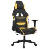 Gaming Chair with Footrest Black and Yellow Fabric