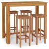 5 Piece Patio Bar Set Solid Wood Acacia