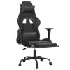 Massage Gaming Chair with Footrest Black Faux Leather