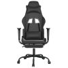 Massage Gaming Chair with Footrest Black Faux Leather