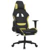 Gaming Chair with Footrest Black and Light Green Fabric