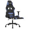 Gaming Chair with Footrest Black and Blue Fabric