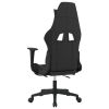 Massage Gaming Chair with Footrest Black and Light Green Fabric